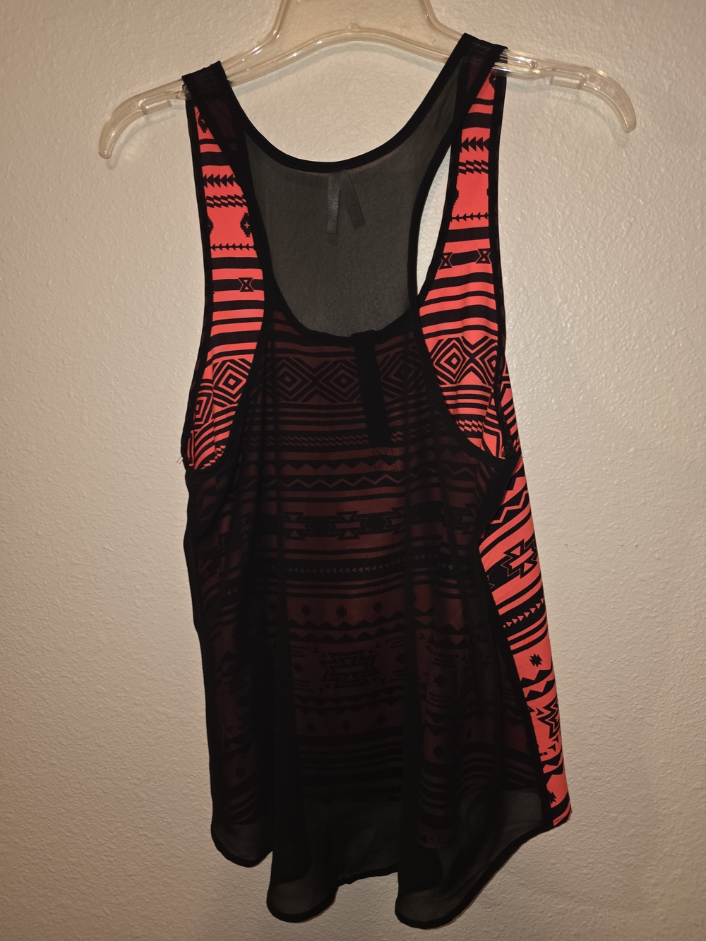 Live 4 Truth Black Tank with Neon Coral Aztec Panels